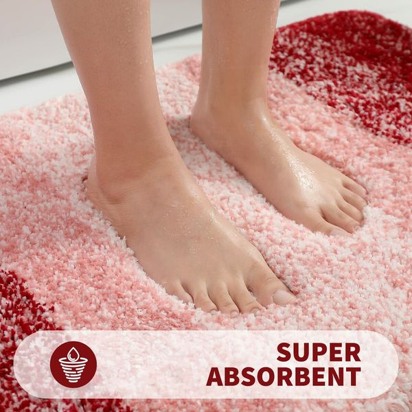 Bath Mats Rug Non-Slip Plush Shaggy Bath Carpet Machine Wash Dry for Bathroom Floor-48*78cm Red