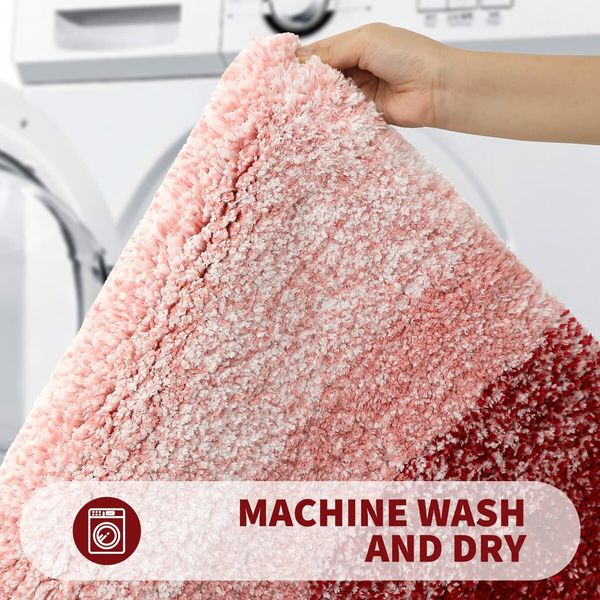 Bath Mats Rug Non-Slip Plush Shaggy Bath Carpet Machine Wash Dry for Bathroom Floor-48*78cm Red