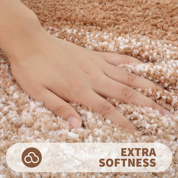 Bath Mats Rug Non-Slip Plush Shaggy Bath Carpet Machine Wash Dry for Bathroom Floor-48*78cm Beige