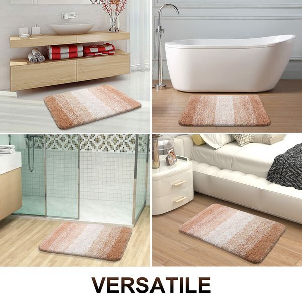 Bath Mats Rug Non-Slip Plush Shaggy Bath Carpet Machine Wash Dry for Bathroom Floor-48*78cm Beige