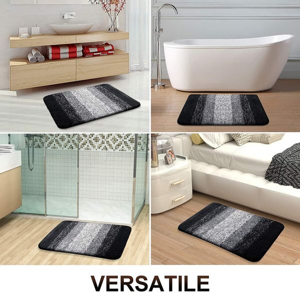 Bath Mats Rug Non-Slip Plush Shaggy Bath Carpet Machine Wash Dry for Bathroom Floor-48*78cm Black