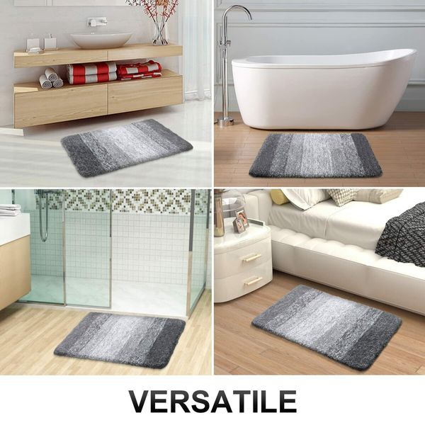 Bath Mats Rug Non-Slip Plush Shaggy Bath Carpet Machine Wash Dry for Bathroom Floor-40*60cm Grey