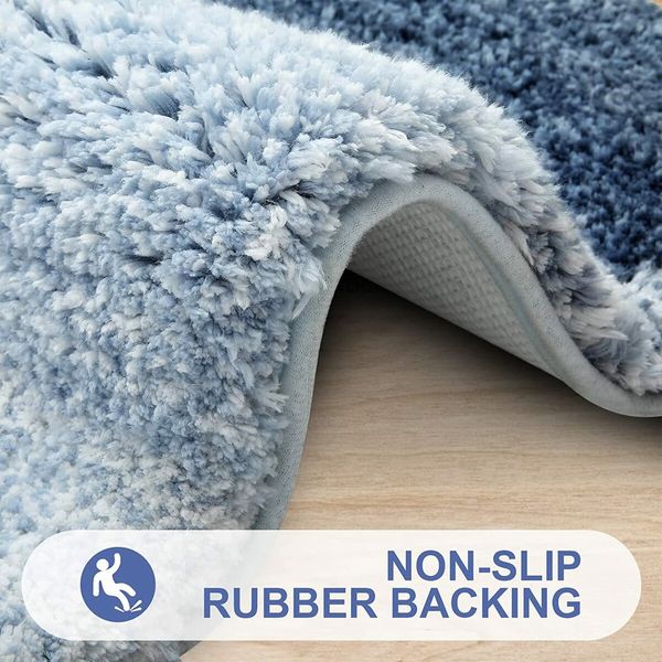 Bath Mats Rug Non-Slip Plush Shaggy Bath Carpet Machine Wash Dry for Bathroom Floor-40*60cm Blue