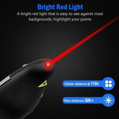 Presentation Clicker Wireless Presenter Remote Clicker for PowerPoint Presentation Remote,RF 2.4GHz USB Presentation Clicker PPT PowerPoint Clicker for Mac,Keynote,Computer,Laptop (Red Light)