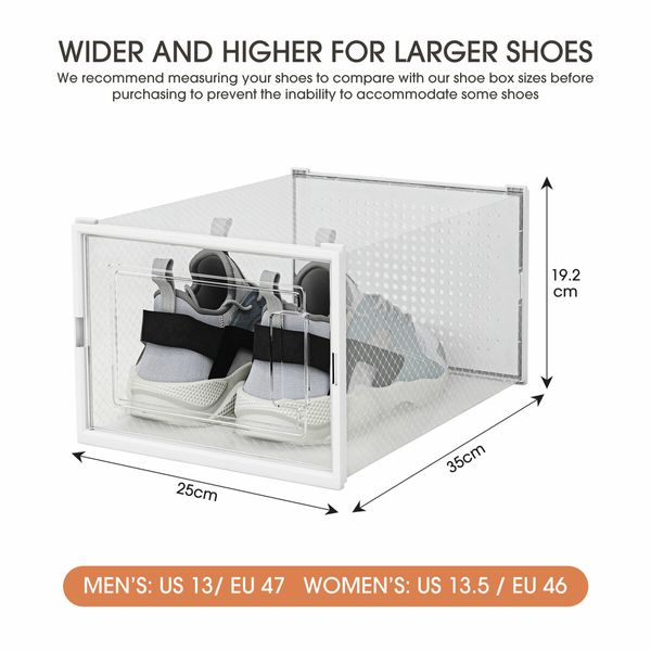 12Pcs Shoe Box Storage Case Clear Boxes Sneaker Display Plastic Extra Large Stackable Container Unit Transparent Organizer