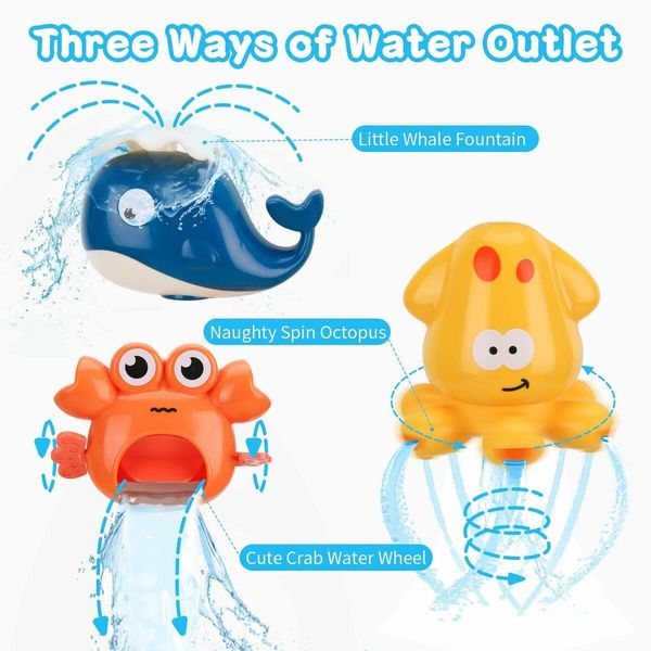 Baby Bath Toys, DIY Pipes Cute Animal Water Spray Baby Bath Toys, Bathtub Toys for Toddlers Kids Girls Boys