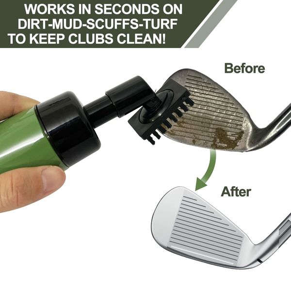 Golf Club Brush Spray Water Bottle,Golf Brush Holds 5 OS Water,Best Golf Gifts for Men,The Indispensable Golf Accessories for Men (Green)