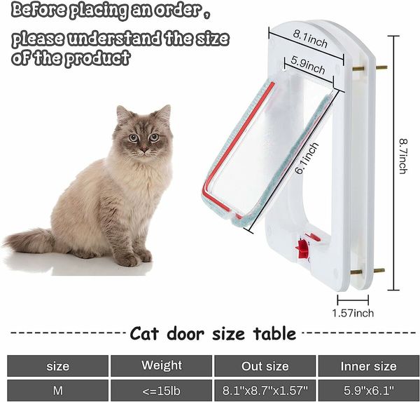 Pet Door for Cats and Dog, Cat Flap Door for Interior Exterior Cat Door, 22 x 20 cm