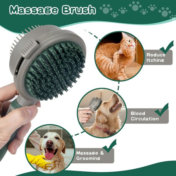 Cat Dog Slicker Brush for Shedding, 2 in 1 Double Side Deshedding Brush with Pin Bath Massage for Indoor Cats, Grooming Brush for Long Short Haired