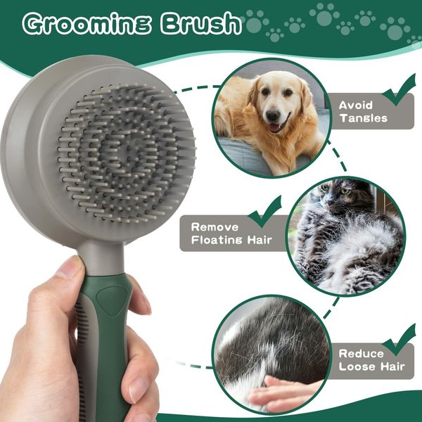 Cat Dog Slicker Brush for Shedding, 2 in 1 Double Side Deshedding Brush with Pin Bath Massage for Indoor Cats, Grooming Brush for Long Short Haired