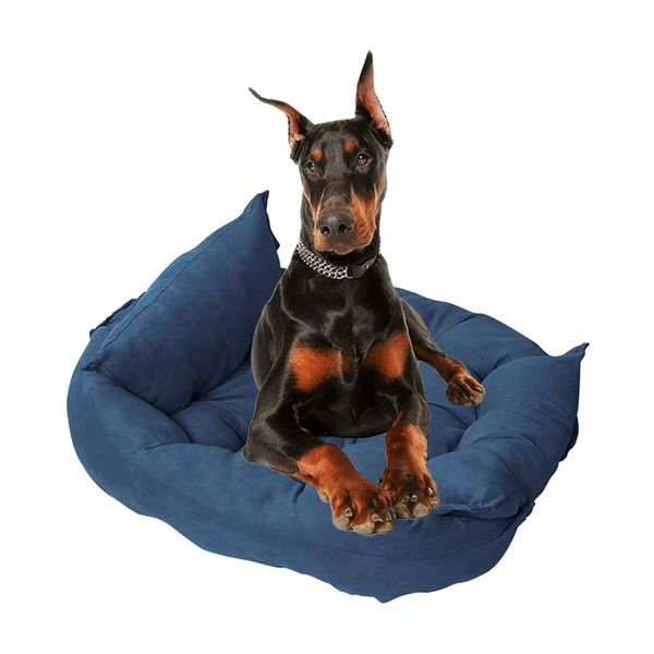 Dog Beds,Pet Calming Bed Winter,Foldable Washable Dog Bed Cat Beds, Dog Sofa Bed Multifunctional Dog Bed, Three Forms Blue