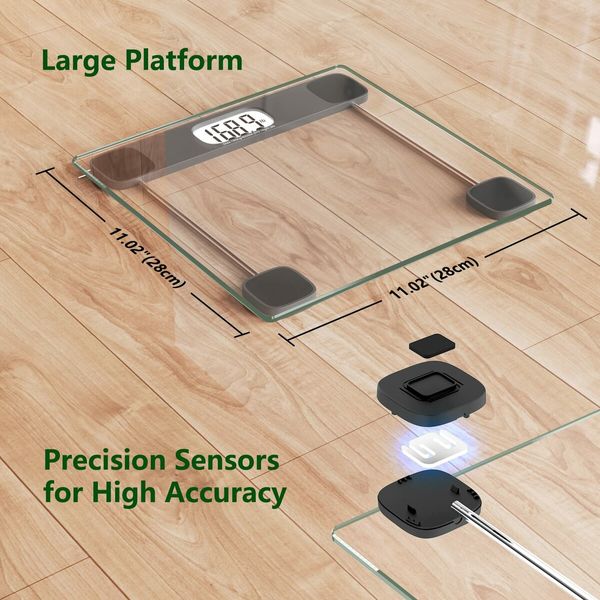 Scale for Body Weight Digital Bathroom Scale Weighing Scale Bath Scale,LCD Display Batteries and Tape Measure Included,400lbs
