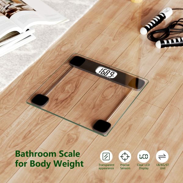 Scale for Body Weight Digital Bathroom Scale Weighing Scale Bath Scale,LCD Display Batteries and Tape Measure Included,400lbs