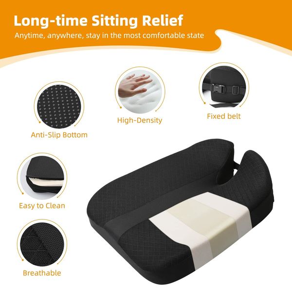 Car Seat Cushion Wedge Foam Coccyx Pad Tailbone Pain Relief Height Booster for Short Drivers Truck Office Chair