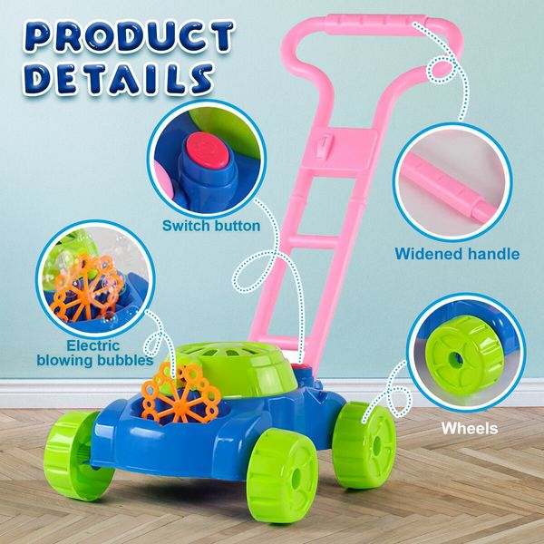 Bubble Lawn Mower Electric Blower Maker Machine Toddler Push Toys Kids Garden Outdoor Play Game Activity Children Walking