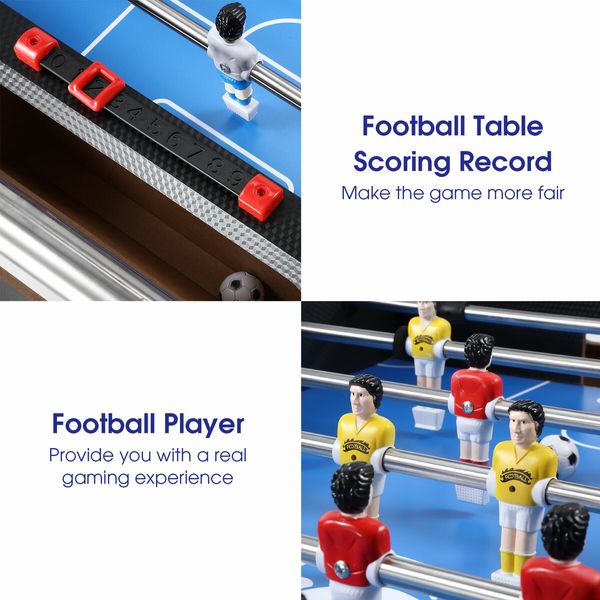 Foosball Soccer Table Gaming Desk Competition Football Game Balls Tabletop Indoor Sports Kids Toys Family Entertainment Home Party Wheels 136cm