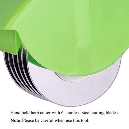 Herb Roller Mincer, Manual Hand Scallion Chive Mint Cutter with 6 Stainless Steel Blade Kitchen vegetable chop