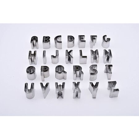 26 Piece Small Alphabet Cutters Set (A to Z), Stainless Steel Decorating Tools Letters Fondant Cutters