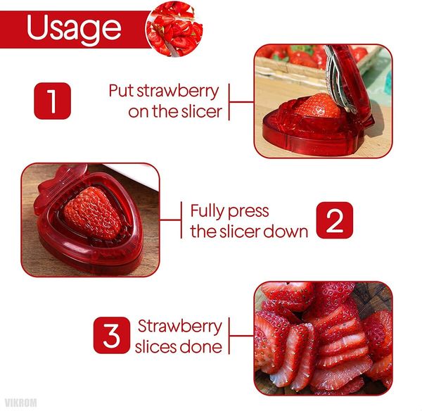 Strawberry Slicer Kitchen Gadget Fruit Cutter, Boiled Egg Slicer