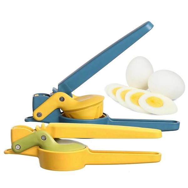 HandHeld Slicer Heavy Duty Egg Cutter Home Mushroom Slicer With Stainless Steel Blades For Potato Strawberry Soft Fruit Blue