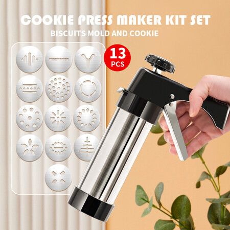 Cookie Press Gun Kit, Biscuit Maker Set with 7 Decorating Tips and 12 Cookie Press Discs