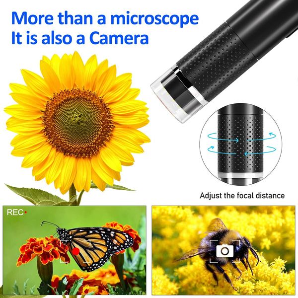 Wireless Digital Microscope,50X-1000X Magnification WiFi USB HD Portable Handheld Pocket Microscopes Camera with 8 Adjustable LED Compatible with iPhone iPad Android Windows Mac Computer