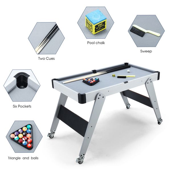 5 IN 1 Gaming Desk Pool Table Tennis Foosball Soccer Ice Hockey Mini Billiard Game Set Tabletop Sport Party Entertainment