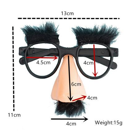 Funny Nose Disguise Glasses with Mustache, Birthday Party Favors, Halloween Costume Accessories