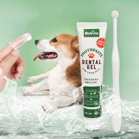 Dog Cat Dental Care Hygiene Brushes Teeth Cleaning Reduces Plaque & Tartar Buildup for Puppies  Contains Toothbrush & Fingerbrush Vanilla