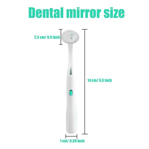 2 Pcs Dental Mirror with Light Tool LED Lighted Teeth Inspection Mirror Anti Fog (Green)