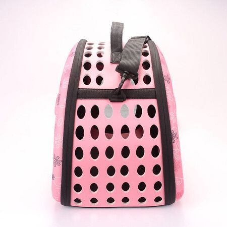 Foldable Pet Dog Carrier Cage Collapsible Travel Kennel Outdoor Shoulder Bag for Puppy Dog Cat (M,Pink)