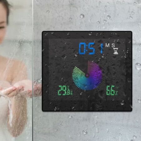 Bathroom Digital Wall Timer Clock for Countertop Wall Cooking Black Waterproof Kitchen Bathroom Wall Decoration Color Black