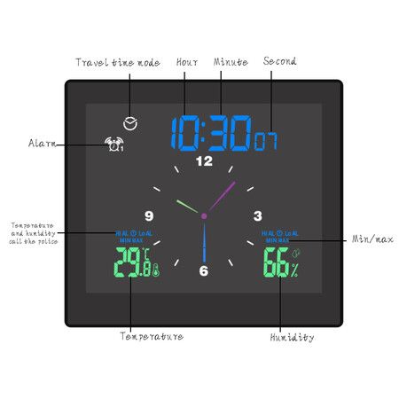 Bathroom Digital Wall Timer Clock for Countertop Wall Cooking Black Waterproof Kitchen Bathroom Wall Decoration Color Black