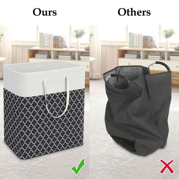 Laundry Basket Hamper Large Collapsible Laundry Hamper with Easy Carry Handles,Freestanding Clothes Hampers for Laundry,Bedroom,Dorm,Clothes,Towels,Toys (100L,Clover Black)