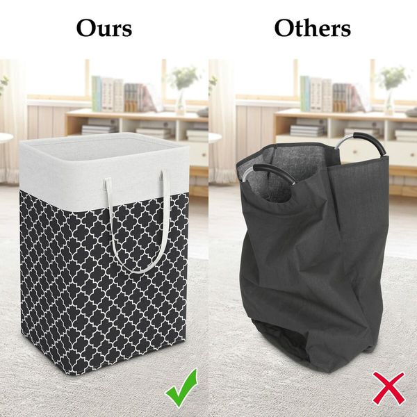 Laundry Basket Hamper Large Collapsible Laundry Hamper with Easy Carry Handles,Freestanding Clothes Hampers for Laundry,Bedroom,Dorm,Clothes,Towels,Toys (75L,Clover Black)