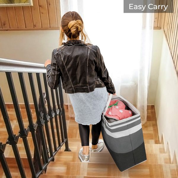 Large Laundry Basket,Waterproof,Freestanding Laundry Hamper,Collapsible Tall Clothes Hamper with Extended Handles for Clothes Toys in The Dorm and Family (Gradient Grey,1Pack,75L)