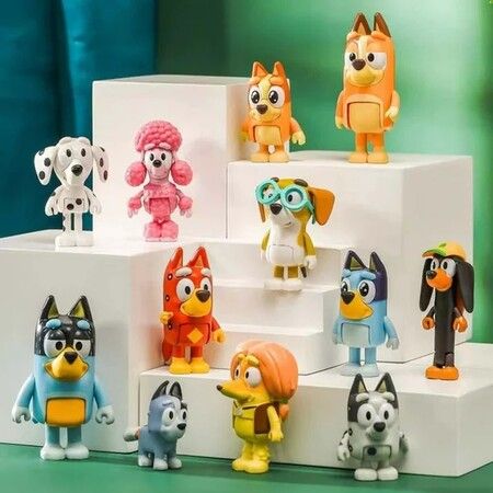 Blue-y Friends & Family Pack Toy Cute Dogs Action Figures Set Kids Toys Birthday Gift-12 Pieces