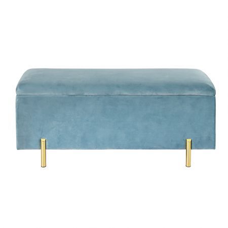 Artiss Storage Ottoman Blanket Box 101cm Velvet Blue