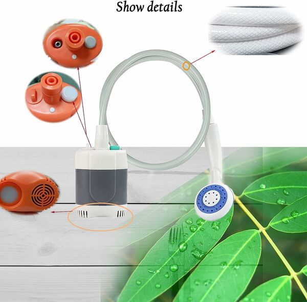 Portable Shower for Camping, Rechargeable Portable Outdoor Shower Head with Hose, 1.8M Hose