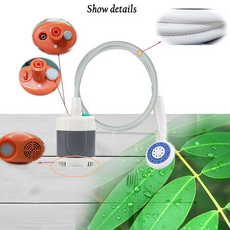 Portable Shower for Camping, Rechargeable Portable Outdoor Shower Head with Hose, 1.8M Hose