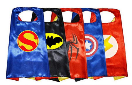 Superhero Capes Set and Wristbands Kids Costumes Halloween Christmas Cosplay Dress Up Gift for Boys Girls(5PCS)
