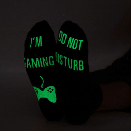 Three Pairs Gaming Socks, Do Not Disturb I'm Gaming ,Gaming Socks for Teen Boys Gamer with Glowing, Novelty Socks for Men Women Luminous