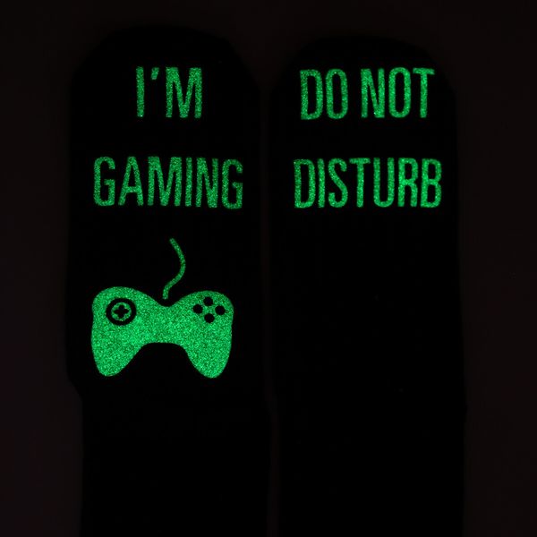 Three Pairs Gaming Socks, Do Not Disturb I'm Gaming ,Gaming Socks for Teen Boys Gamer with Glowing, Novelty Socks for Men Women Luminous