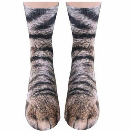 Two Pairs Animal Paws Socks - Funny 3D Animal Socks Crazy Cat Tiger Dog Paw Crew Socks Printed Socks Animal Socks For Gifts Cat