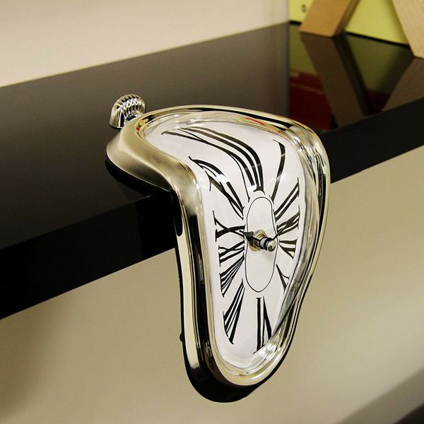 Melting Clock,Salvador Dali Watch Melted Clock for Decorative Home Office Shelf Desk Table Funny Creative Gift (Rome Gold)