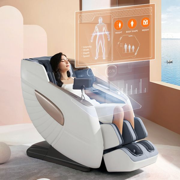 Homasa 4D Massage Chair Electric Recliner Zero Gravity Full Body Massaging Machine Deep Tissue Aroma Therapy Wireless Phone Charging