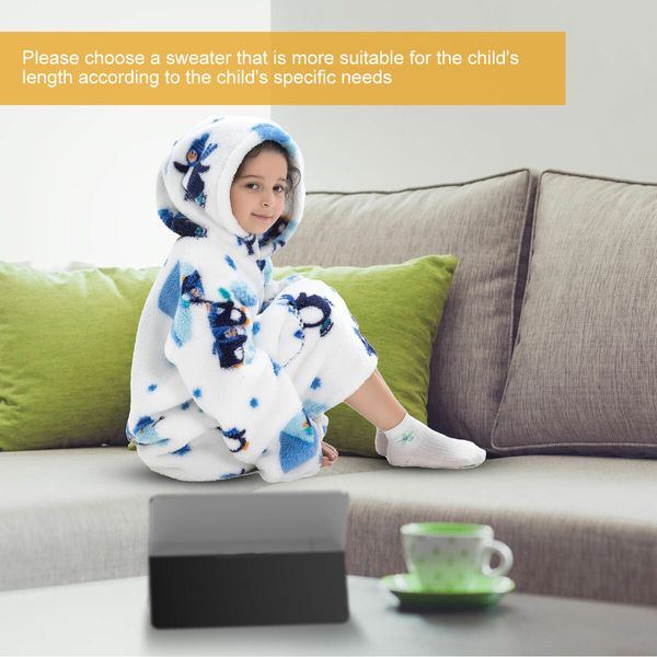 Wearable Blanket Hoodie,Oversized flannel Blanket Sweatshirt with Hood Pocket and Sleeves,Cozy Soft Warm Plush Hooded Blanket Penguin Adult Long Size