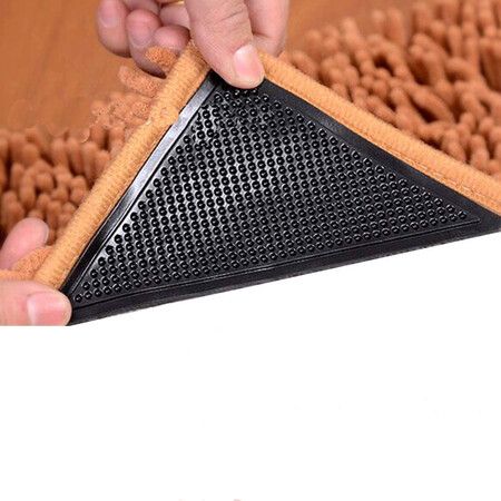 Rug Gripper 8 Pcs, Larger Non Slip Rug Pads Anti Curling Double Sided Rug Grippers Grip Reusable Rug Stopper