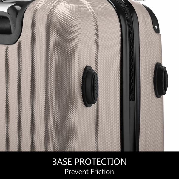 4 Piece Luggage Set Suitcase Carry On Traveller Bags Hard Shell Trolley Checked Bag TSA Lock Lightweight Champagne