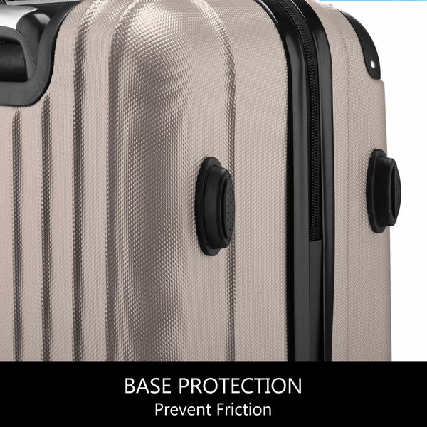 2 Piece Suitcases Luggage Set Carry On Travel Case Cabin Hard Shell Travelling Bags Hand Baggage Lightweight Rolling TSA Lock Champagne